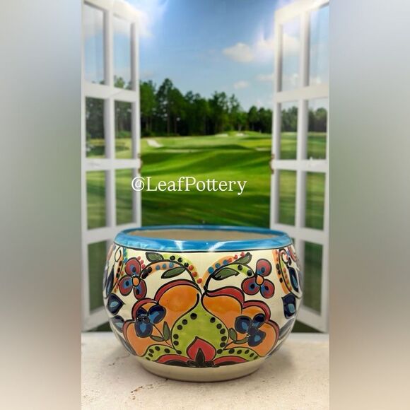 Jordana (MD) Talavera Handmade Multi Colored Ceramic Planter Pot - Picture 2 of 8